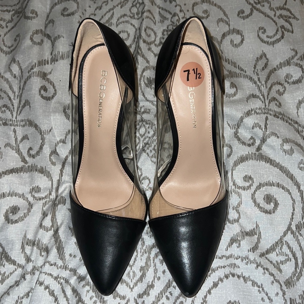 Black and clear pumps